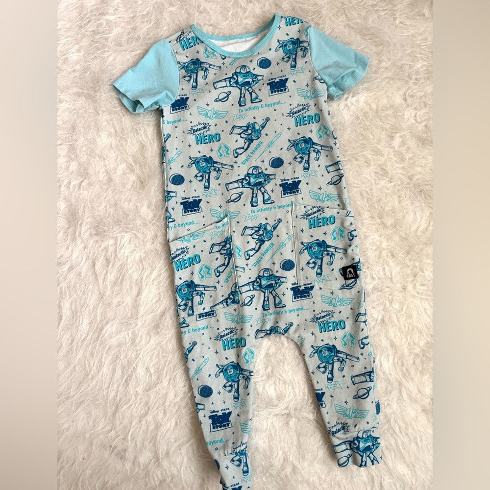 Rags/Disney Buzz Lightyear Blue Short-Sleeve Kids Romper